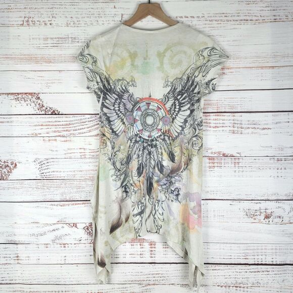 Y2K Dreamcatcher Womens Top Size L Short Sleeve Wings Feathers Made In USA - Picture 8 of 9